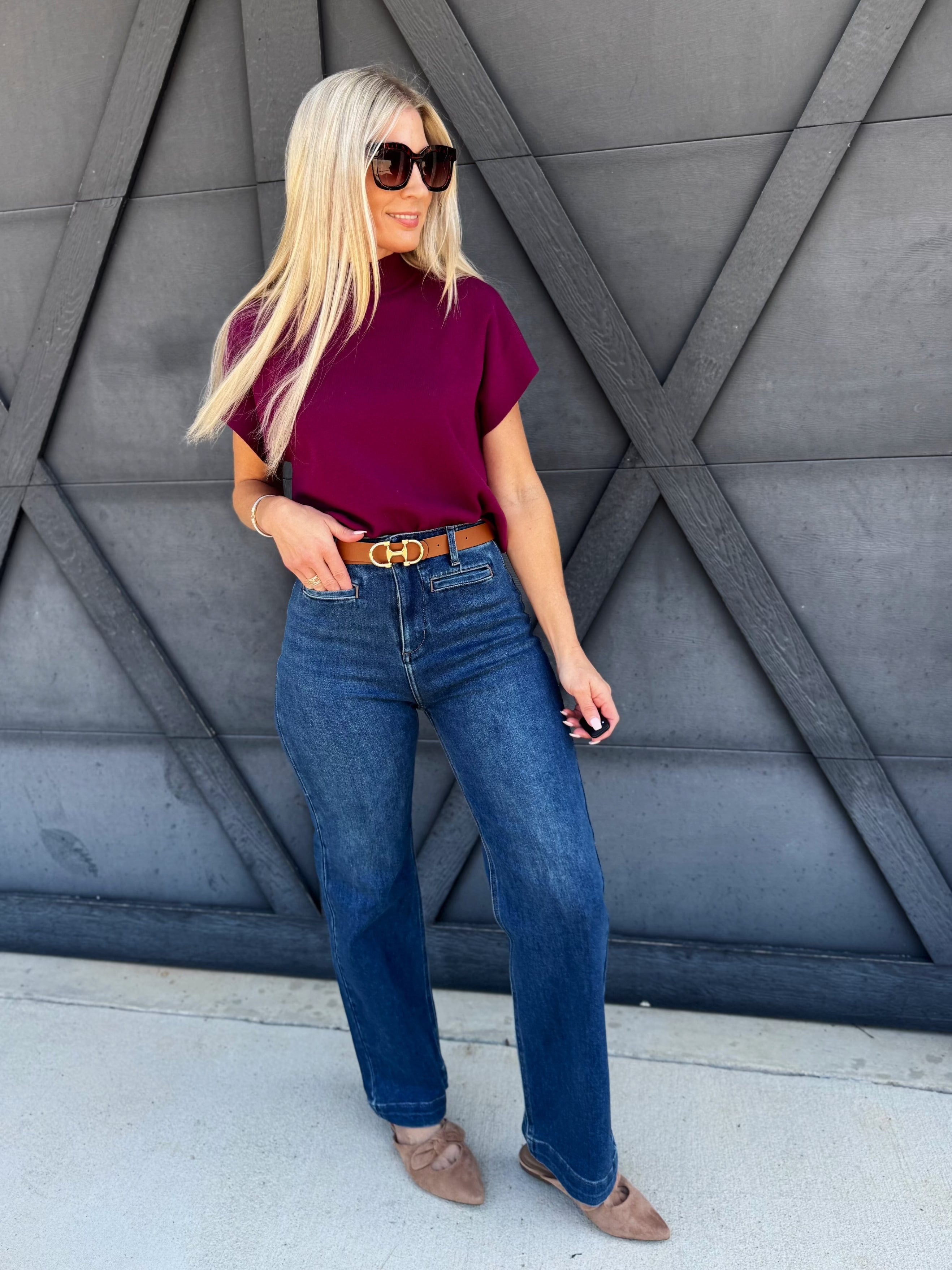 L.T.J Pintuck Wide Leg Jeans In Medium - Infinity Raine