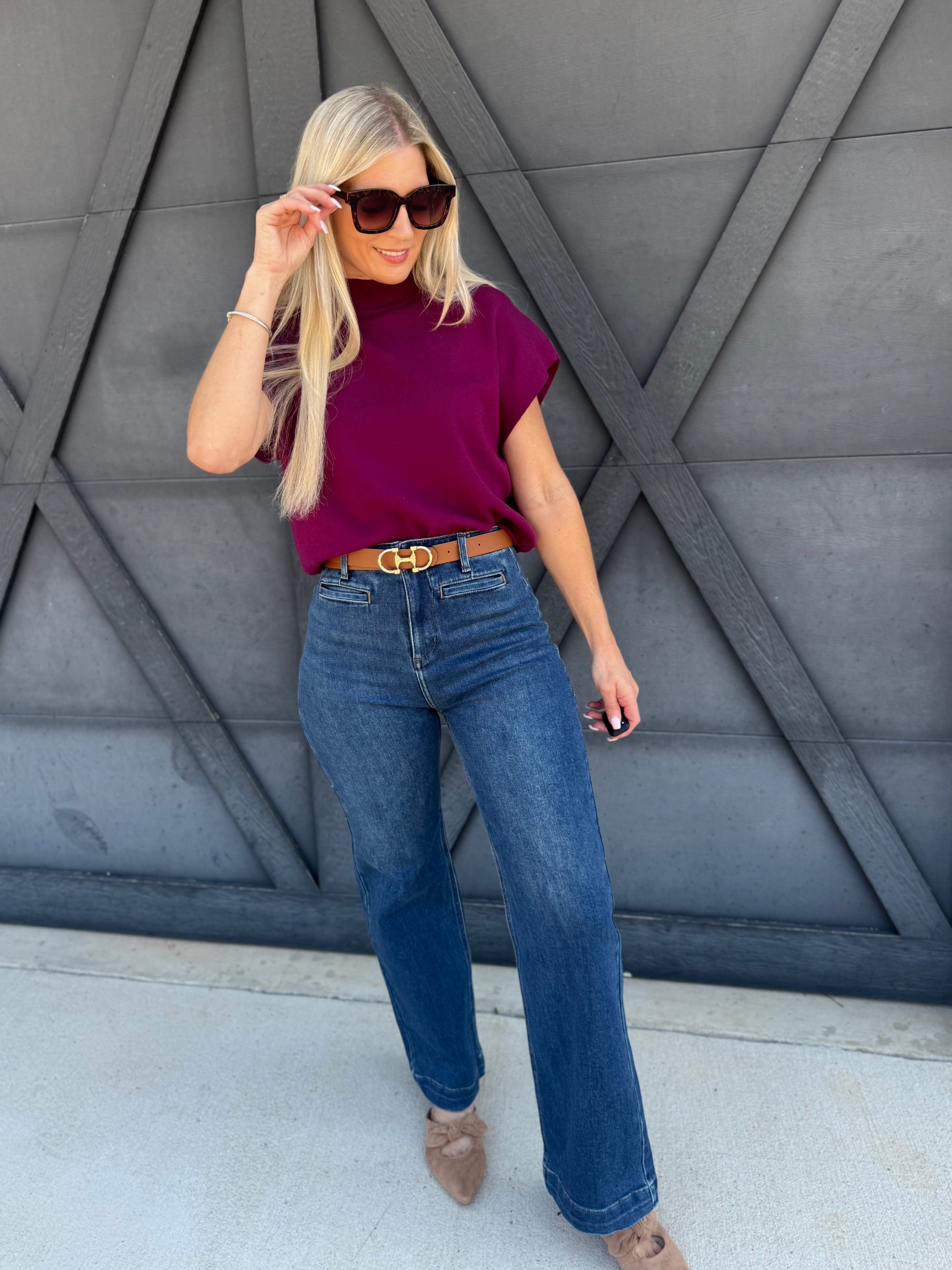 L.T.J Pintuck Wide Leg Jeans In Medium - Infinity Raine
