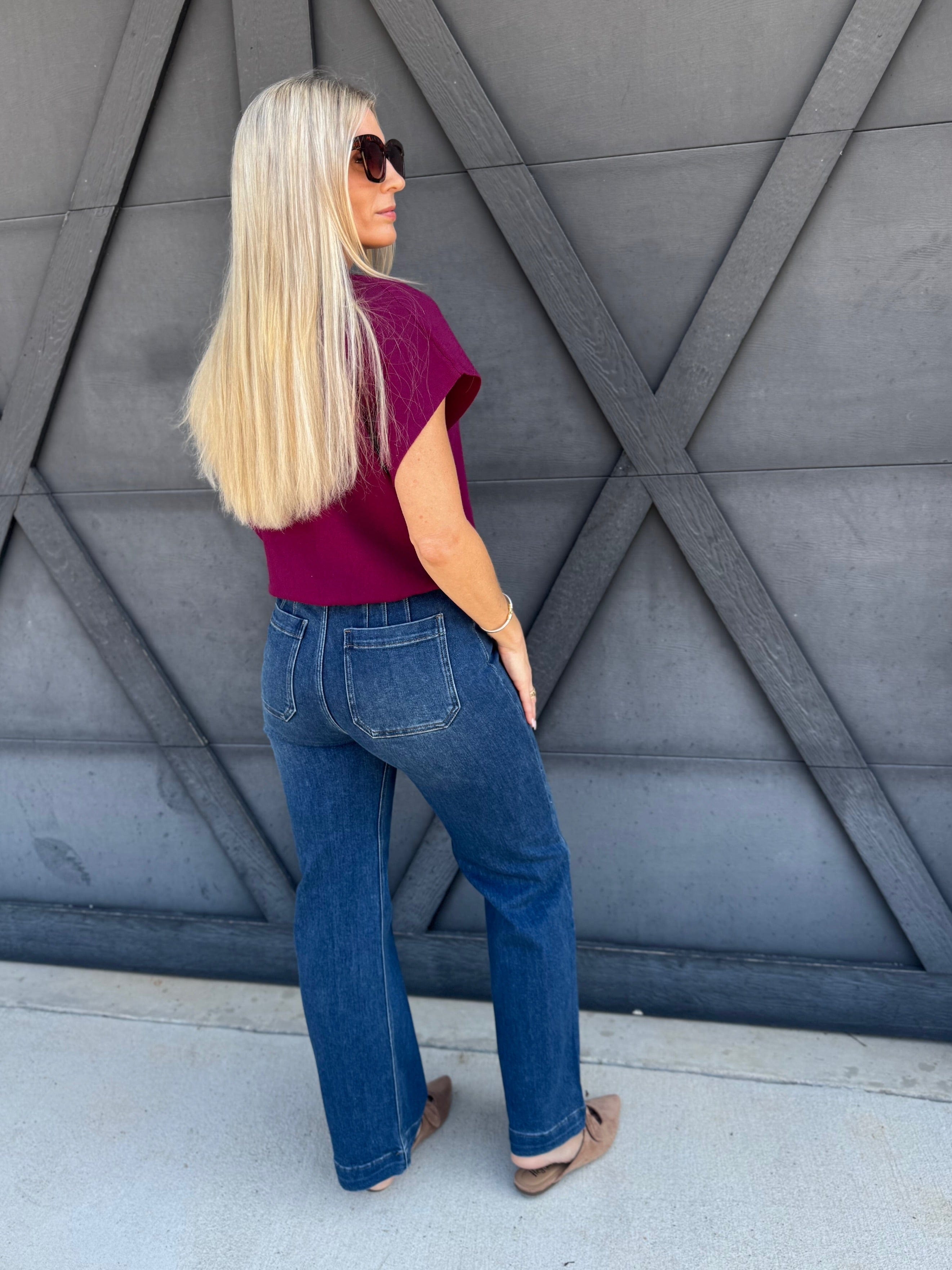 L.T.J Pintuck Wide Leg Jeans In Medium - Infinity Raine