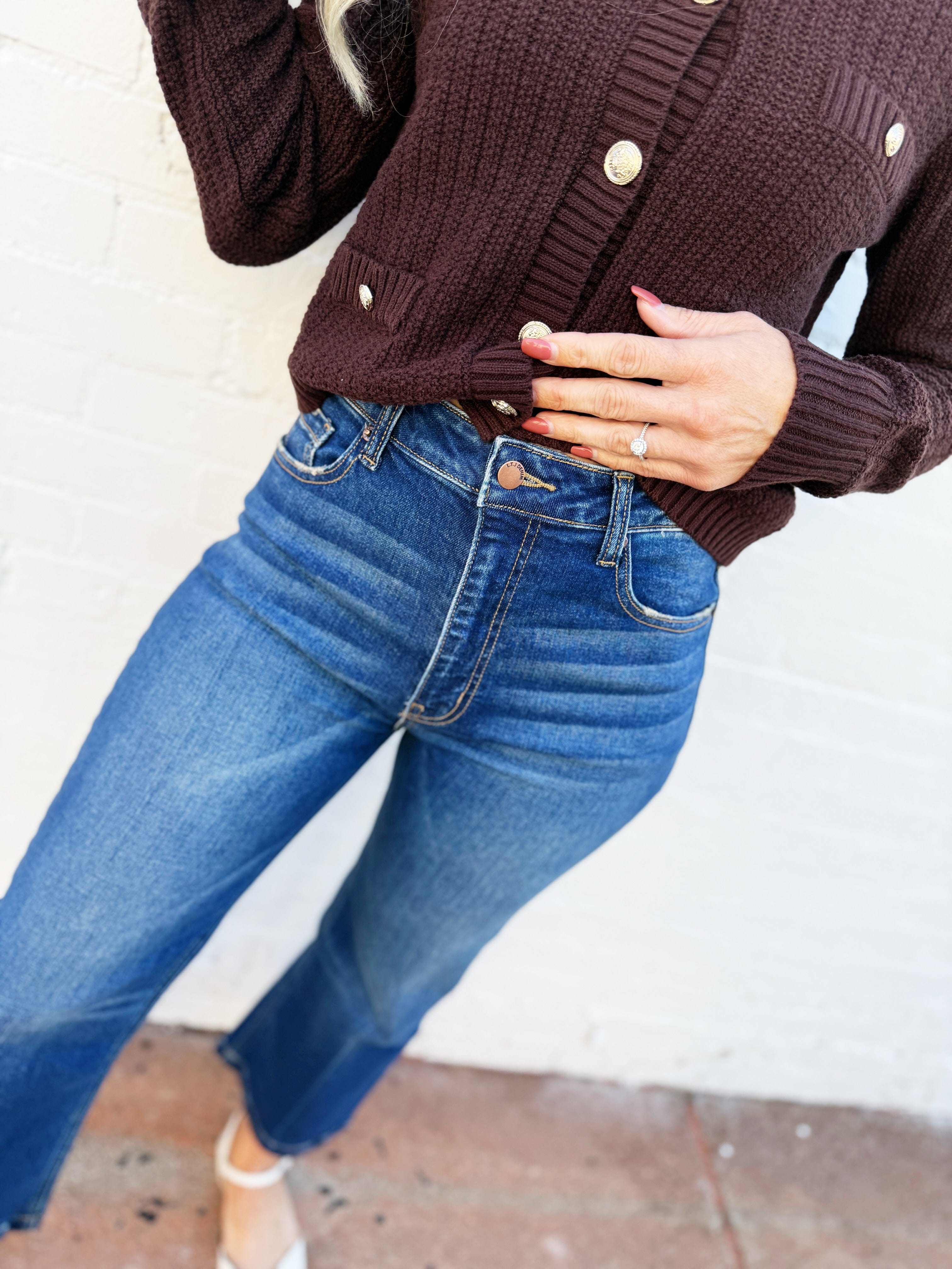 L.T.J Bottoms - Pants L.T.J Venice Almost Rigid Straight Crop Jeans In Dark