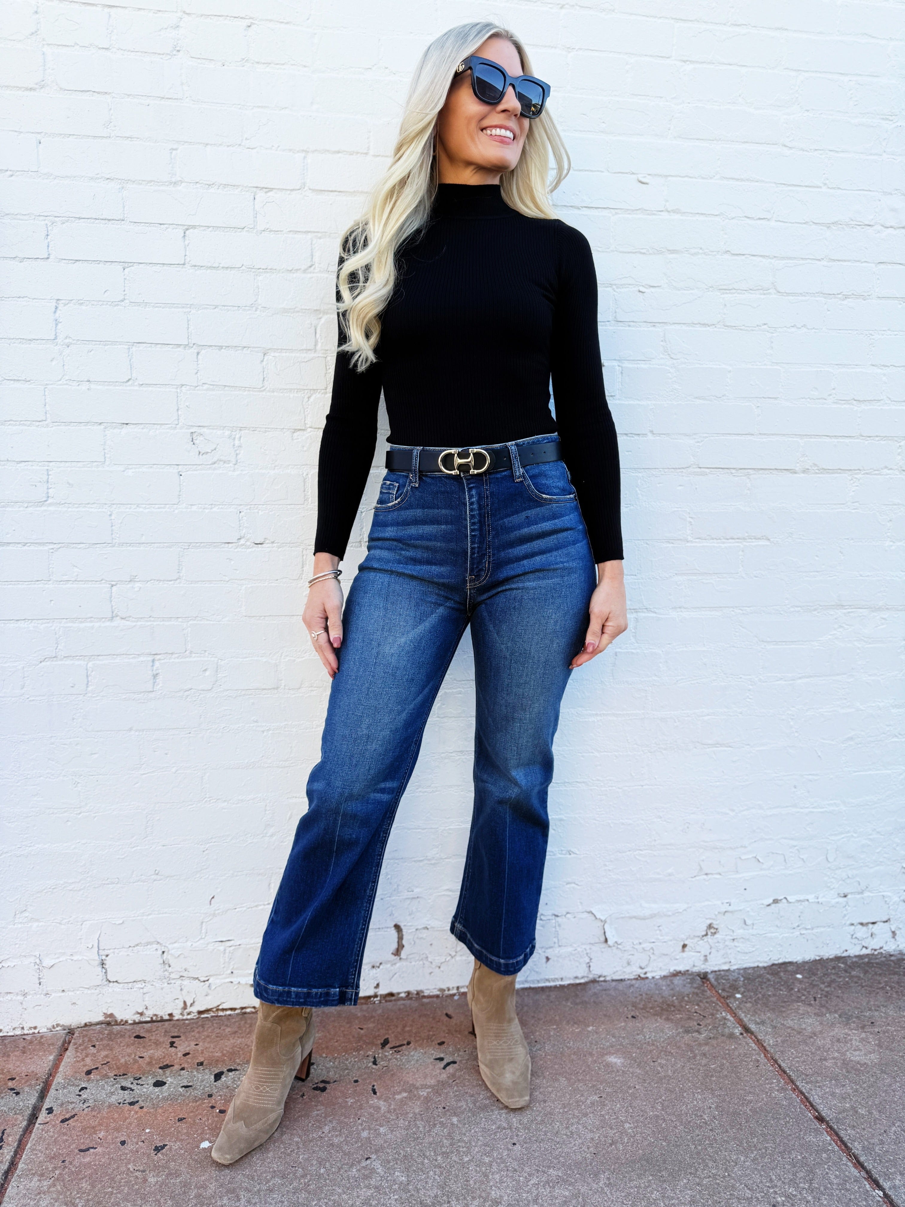 L.T.J Bottoms - Pants L.T.J Venice Almost Rigid Straight Crop Jeans In Dark