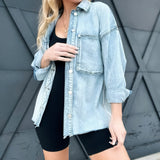 L.T.J Oversized Shacket-Light Denim - Infinity Raine