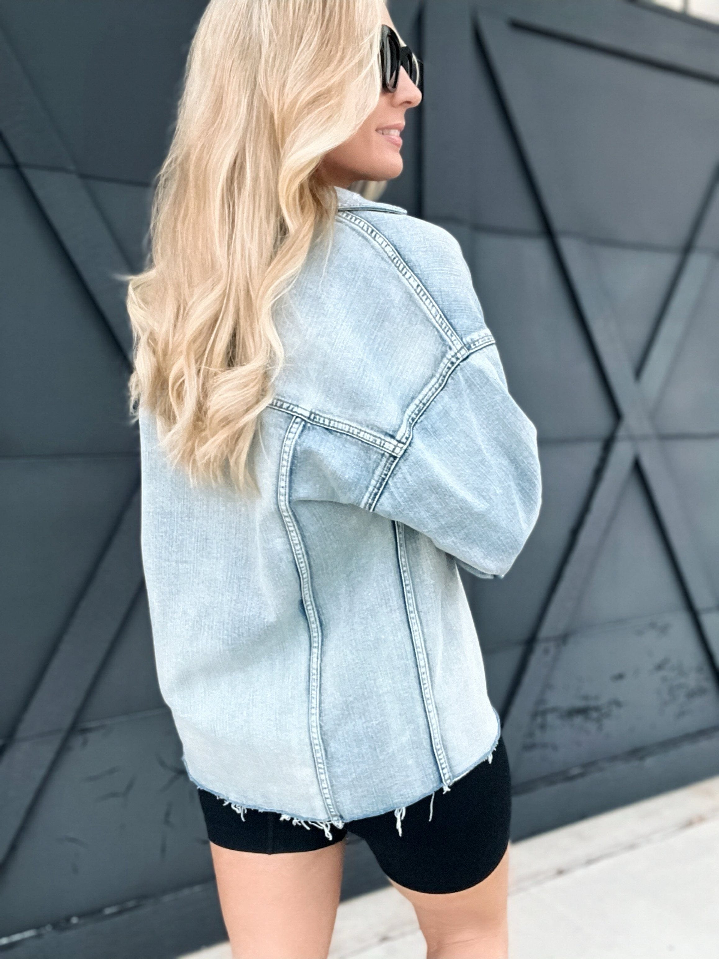 L.T.J Oversized Shacket-Light Denim - Infinity Raine