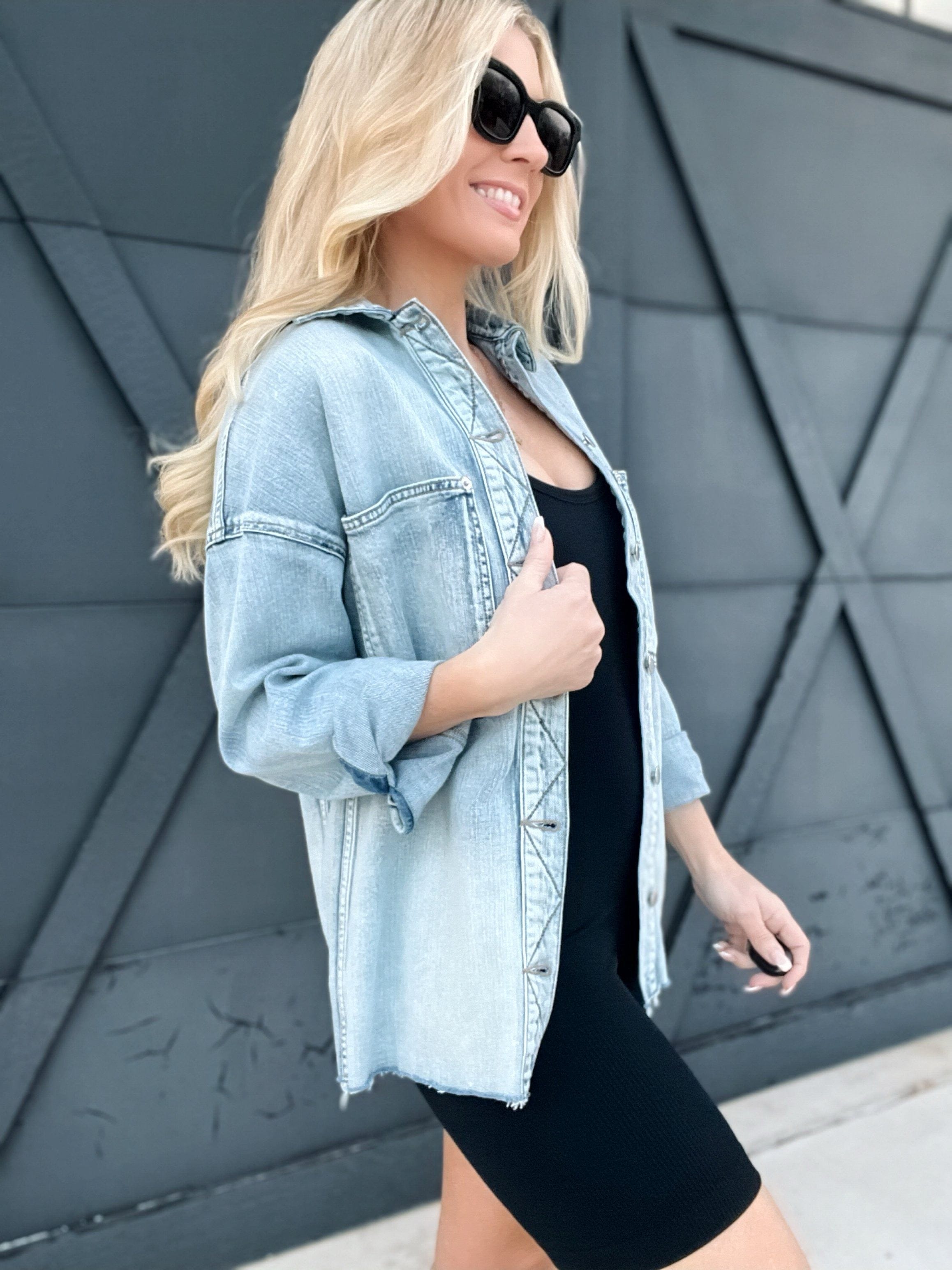 L.T.J Oversized Shacket-Light Denim - Infinity Raine