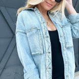 Letter to Juliet Oversized Shacket-Light Denim - Infinity Raine