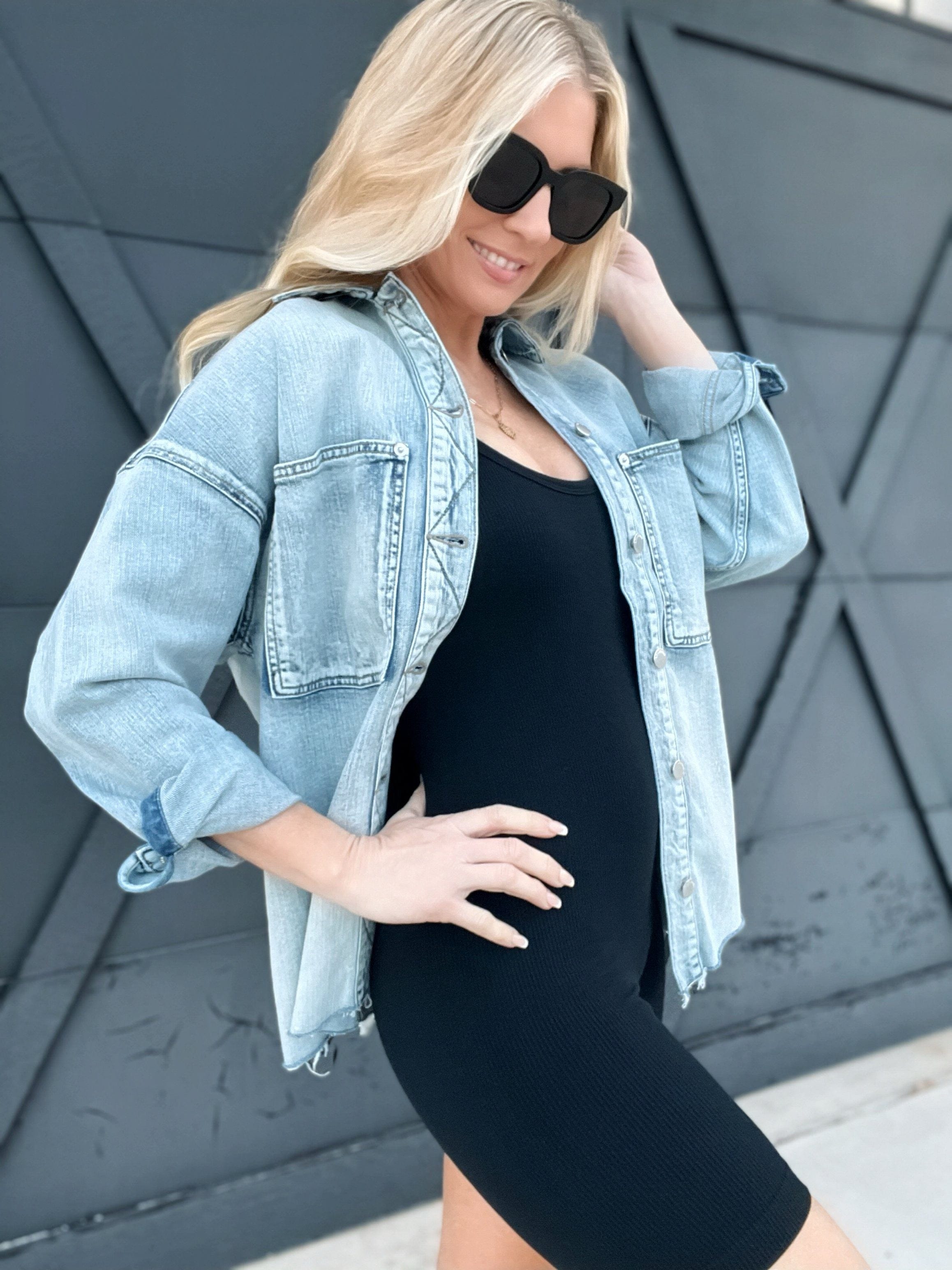 L.T.J Oversized Shacket-Light Denim - Infinity Raine