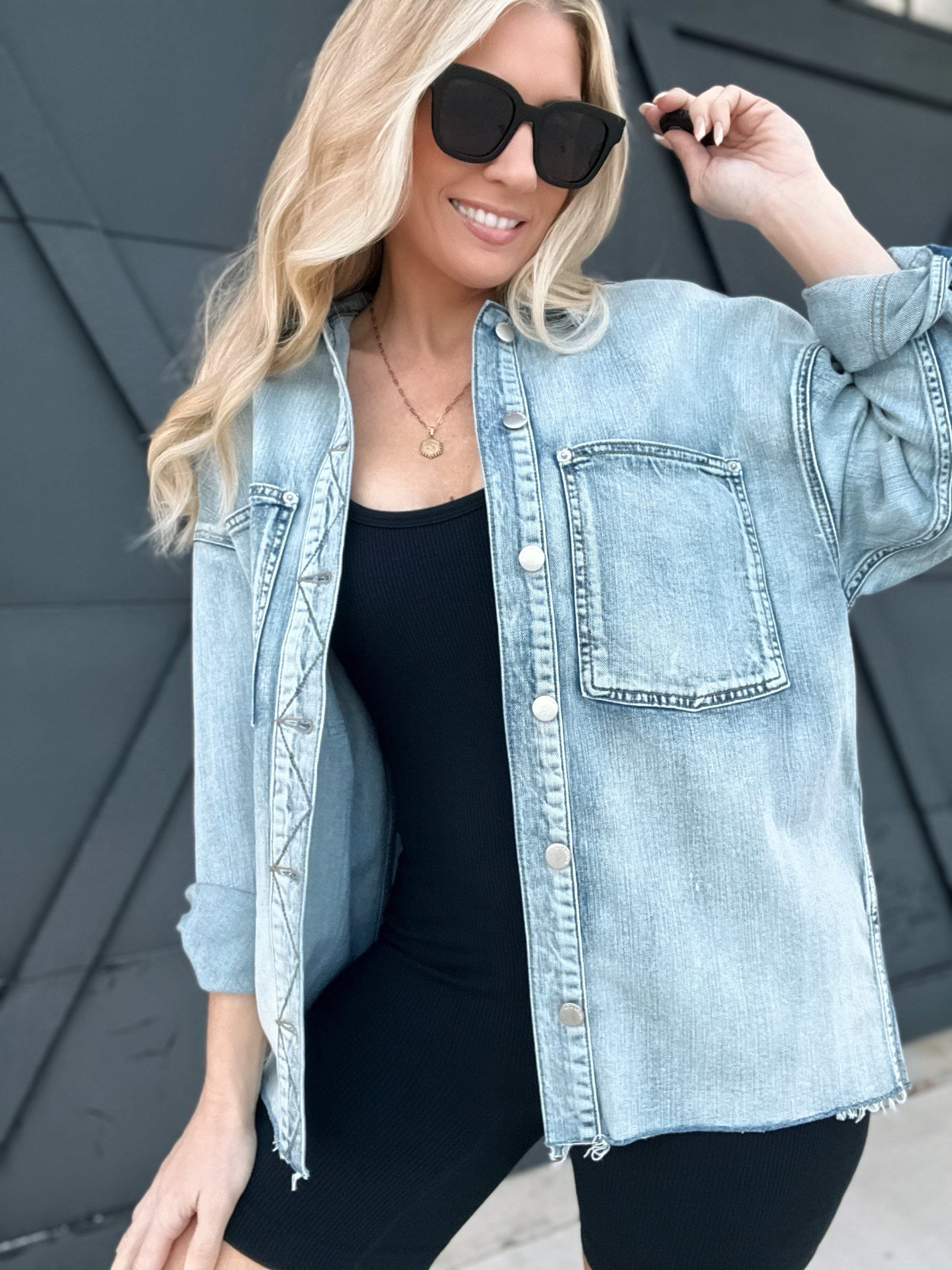L.T.J Oversized Shacket-Light Denim - Infinity Raine