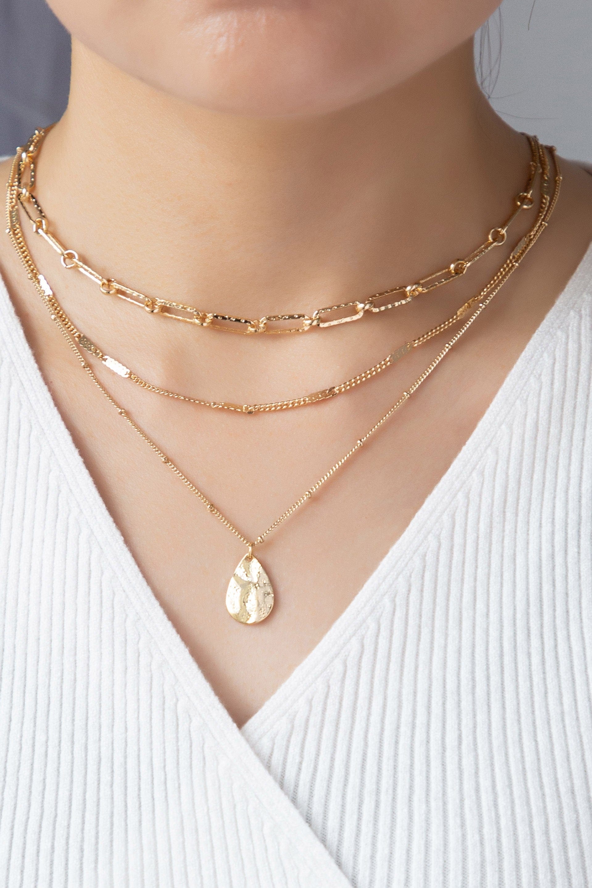 Three Row Chunky Chain Necklace In Multiple Colors - Infinity Raine