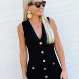 Sleeveless Sweater Button Down Maxi Dress In Black - Infinity Raine