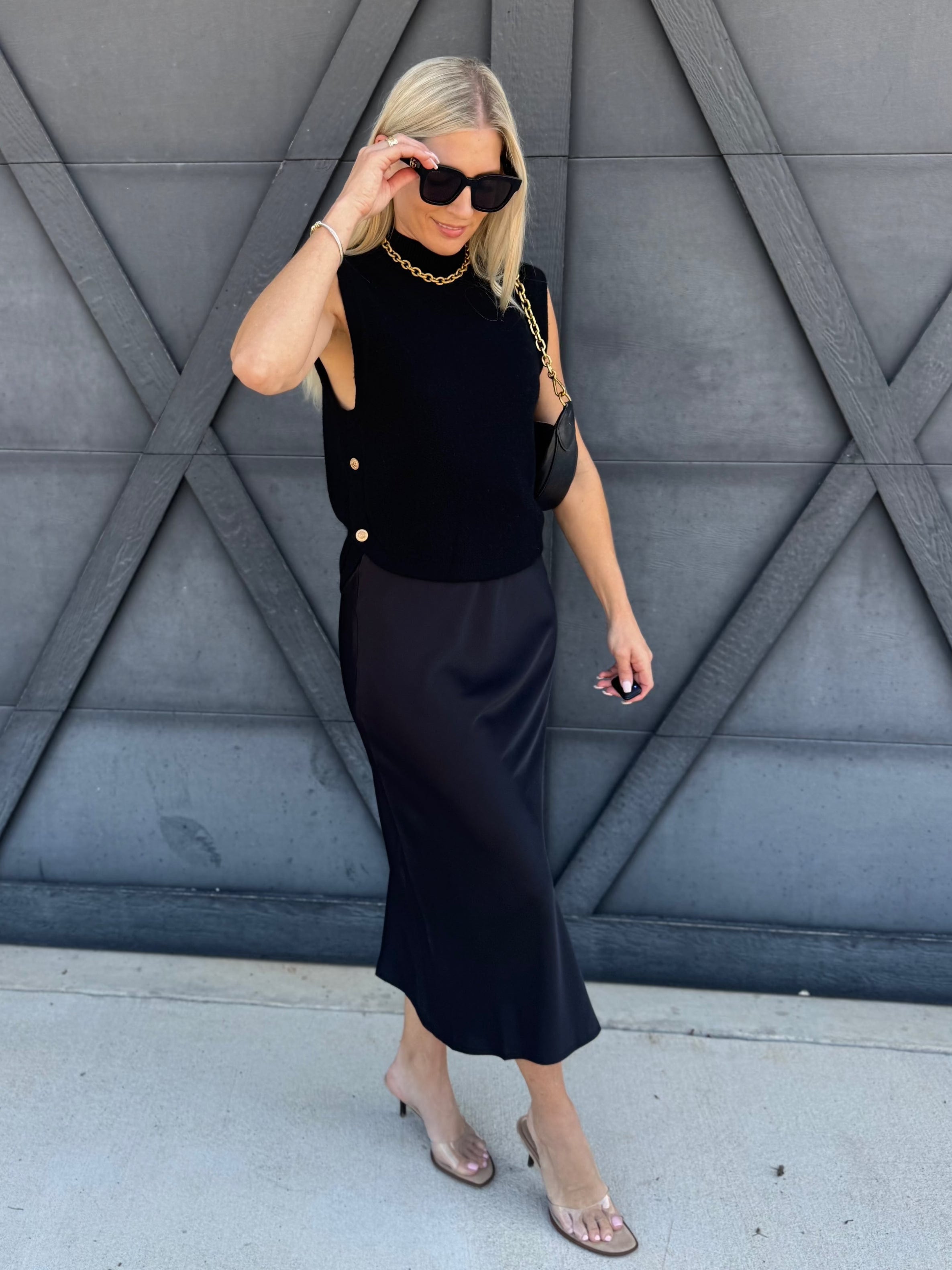 Mock Neck Sweater Top In Black - Infinity Raine