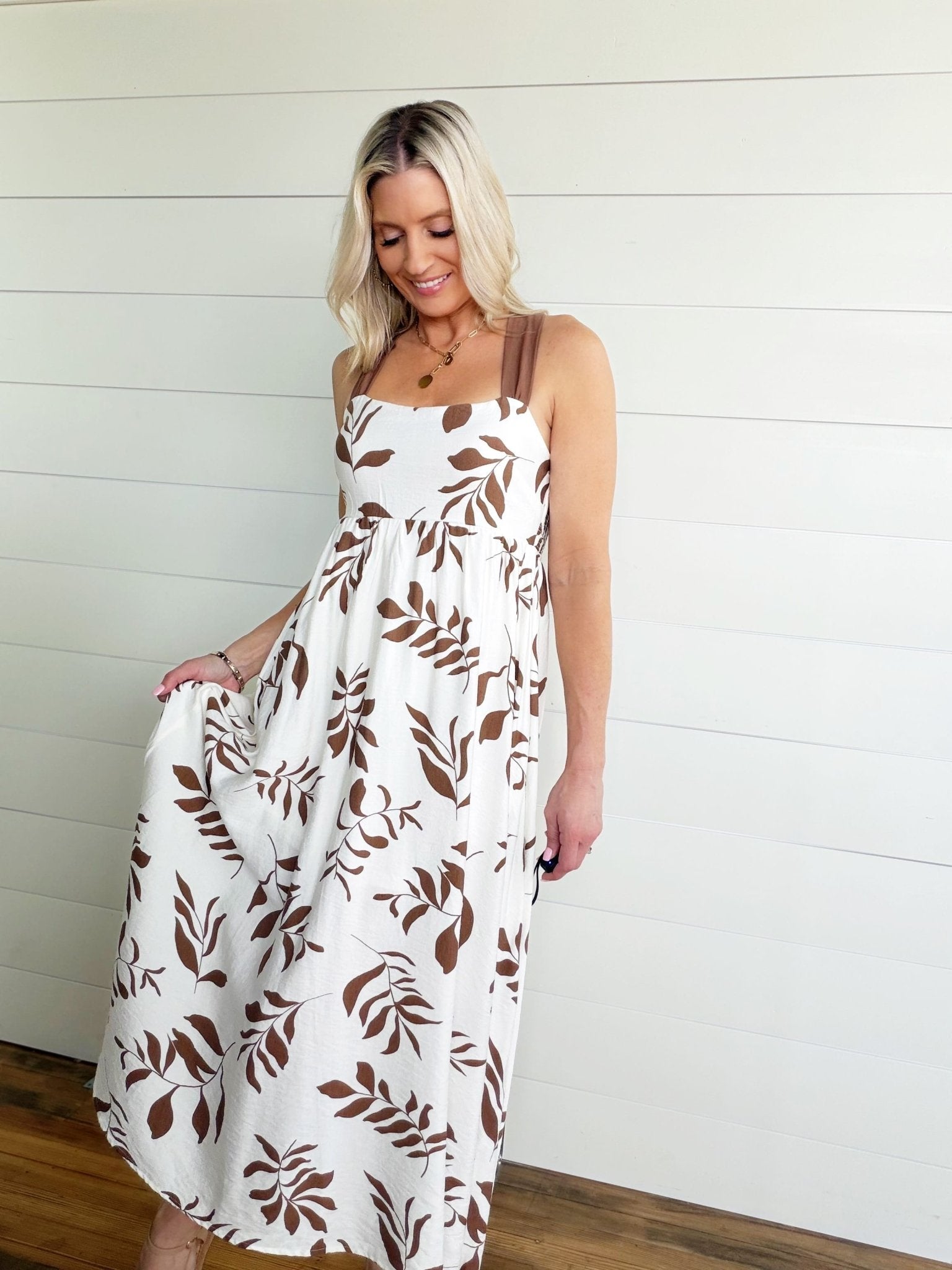 brown leaf dress Lace Chiffon Patchwork Maternity Dress – Little Treasure Boutique