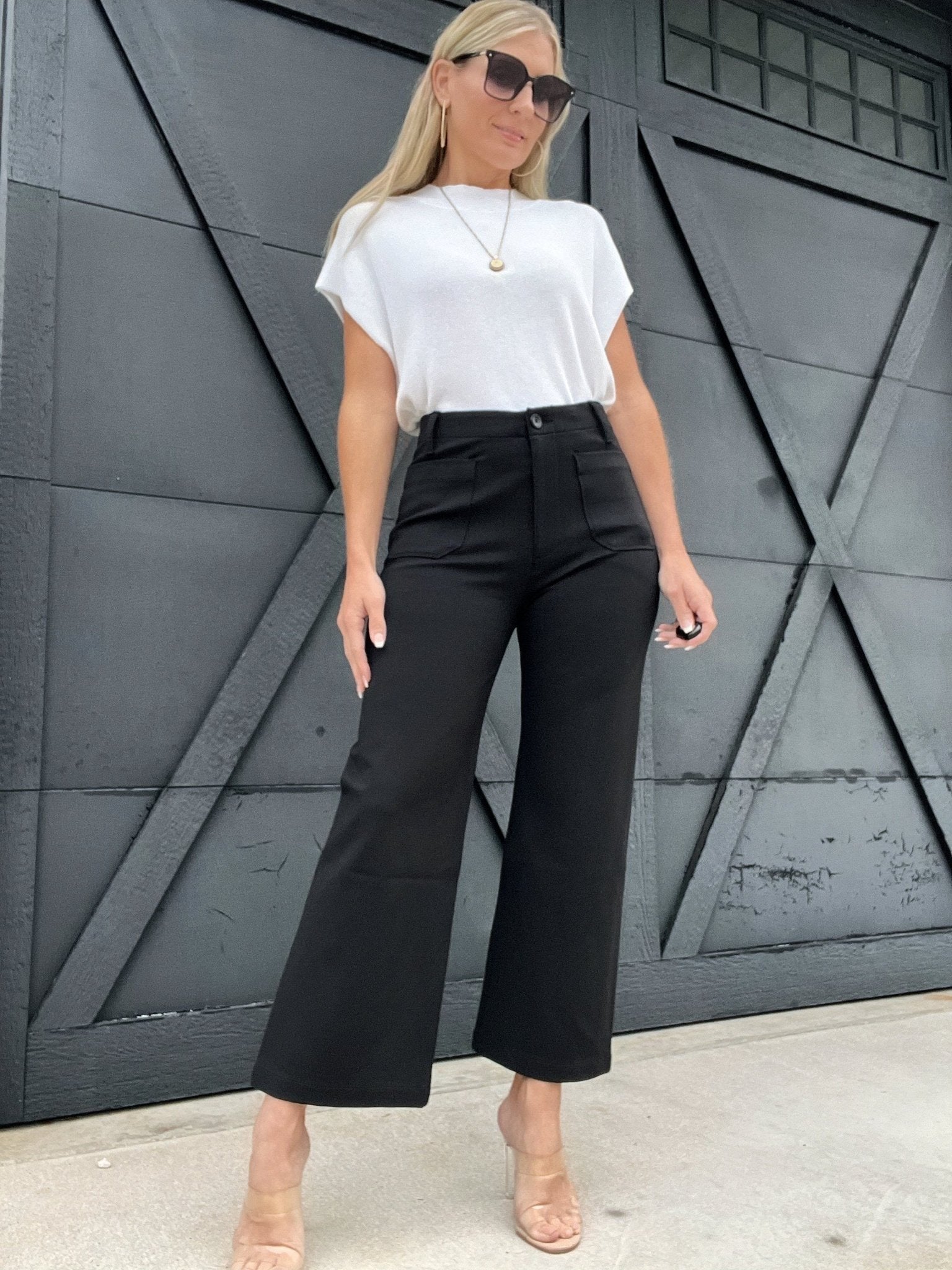 L.T.J Cropped Dress Pants-Black X-LARGE L.T.J Cropped Dress Pants-Black X-LARGE