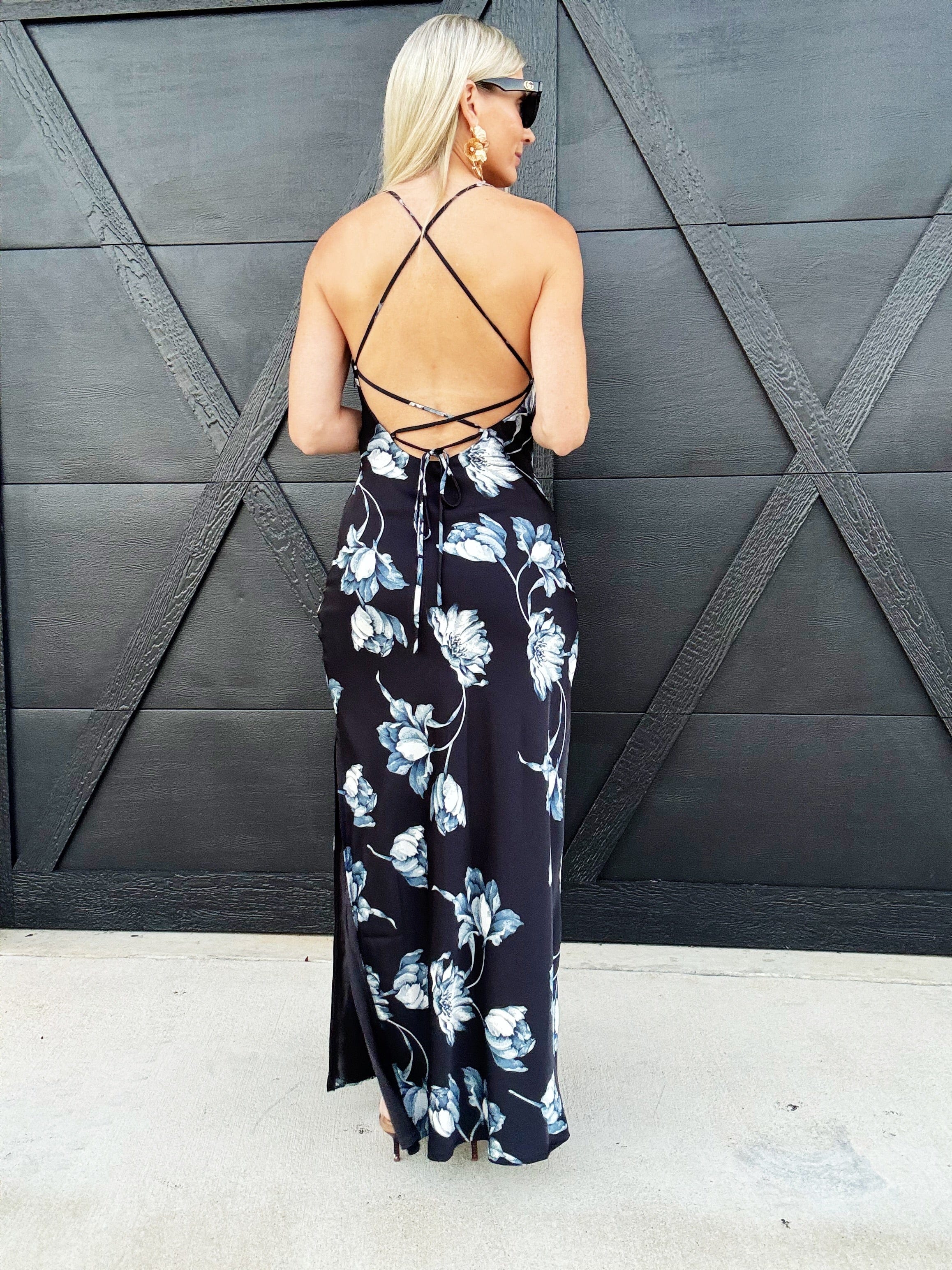 Lulus Dresses Cori Cross Back Maxi Dress In Black