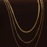 18K Chain Necklace Set In Gold - Infinity Raine