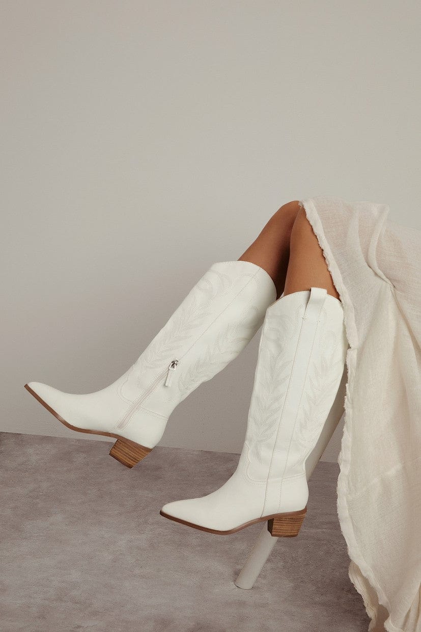 Next Level Cowgirl Boots In White - Infinity Raine