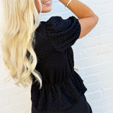 MINE Tops - Blouses Crinkle Puff Sleeve Bow Top In Black