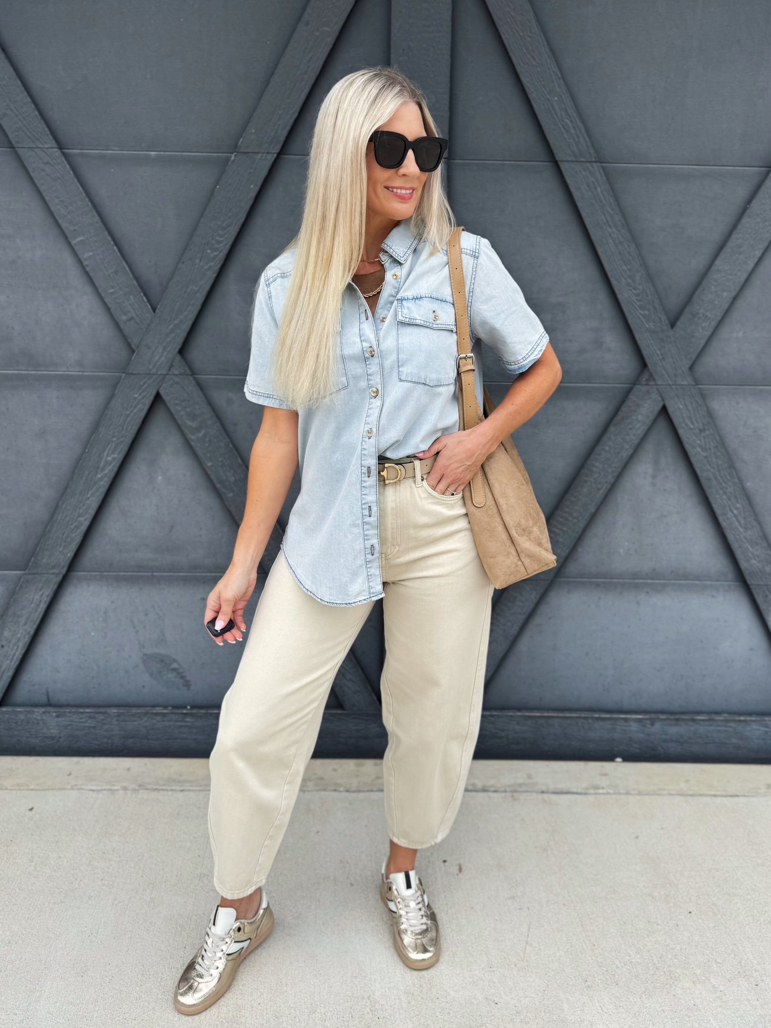 Washed Barrel Pants In Beige - Infinity Raine