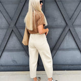 Washed Barrel Pants In Beige - Infinity Raine