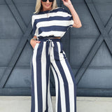 Boat Neck Stripe Top In Navy - Infinity Raine