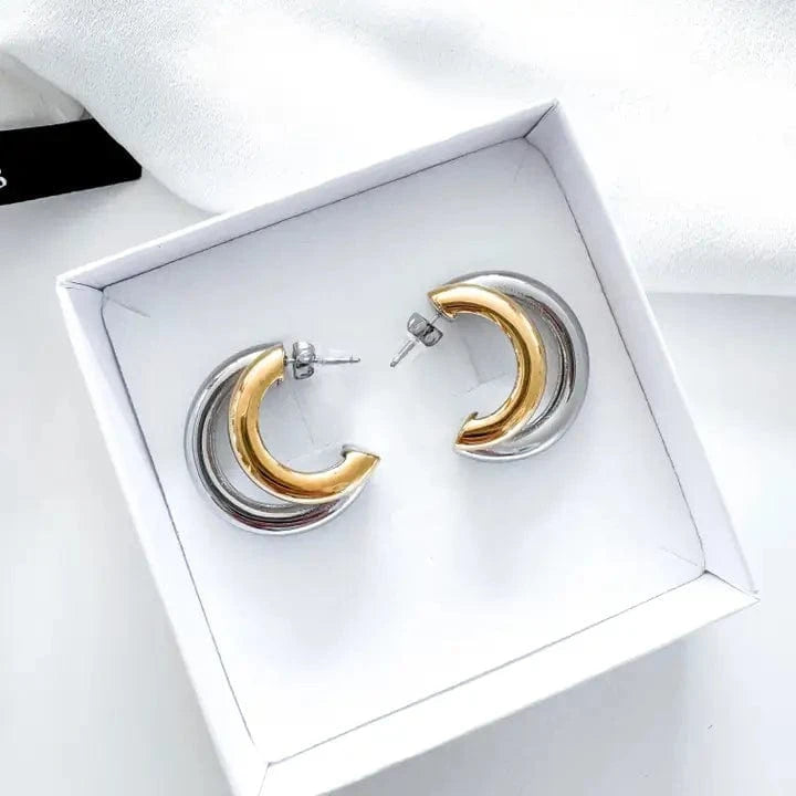 Nicholls Jewelry - Earrings Nicholls Two Tone Double Hoops 52005110