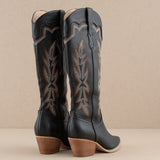 Oasis Society Ainsley Embroidered Cowboy Boots In Black - Infinity Raine