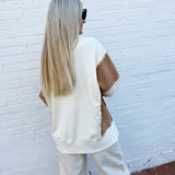 Oddi Tops - Sweatshirts Color Block Oversized Pullover In Ivory Multi