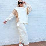 Oddi Tops - Sweatshirts Color Block Oversized Pullover In Ivory Multi