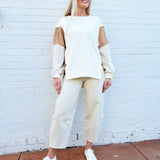 Oddi Tops - Sweatshirts Color Block Oversized Pullover In Ivory Multi