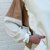 Oddi Tops - Sweatshirts Color Block Oversized Pullover In Ivory Multi