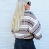 Promesa Tops - Sweaters Striped Knit Dolman Sleeve Sweater In Taupe