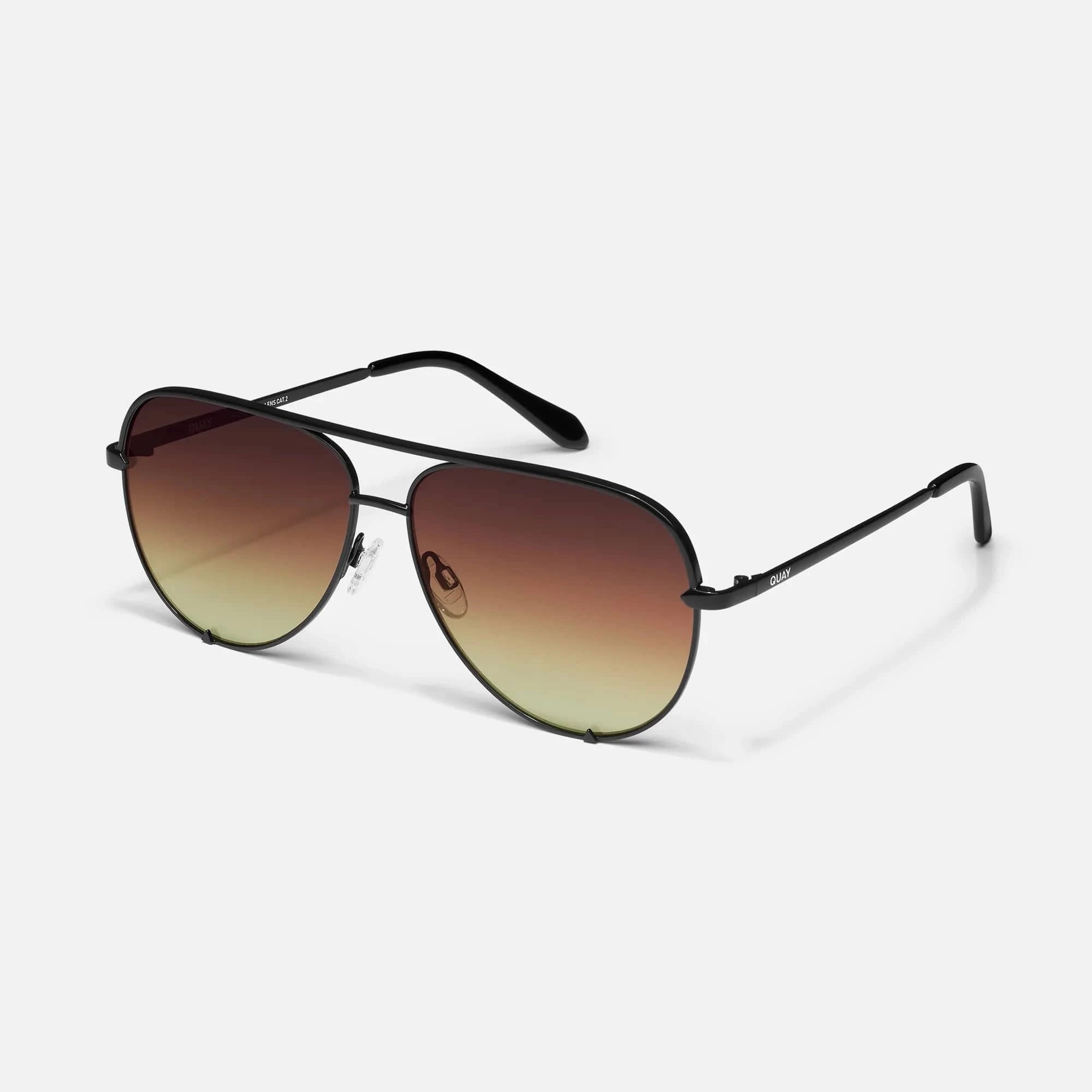 QUAY High Key Sunnies In Brown Yellow - Infinity Raine