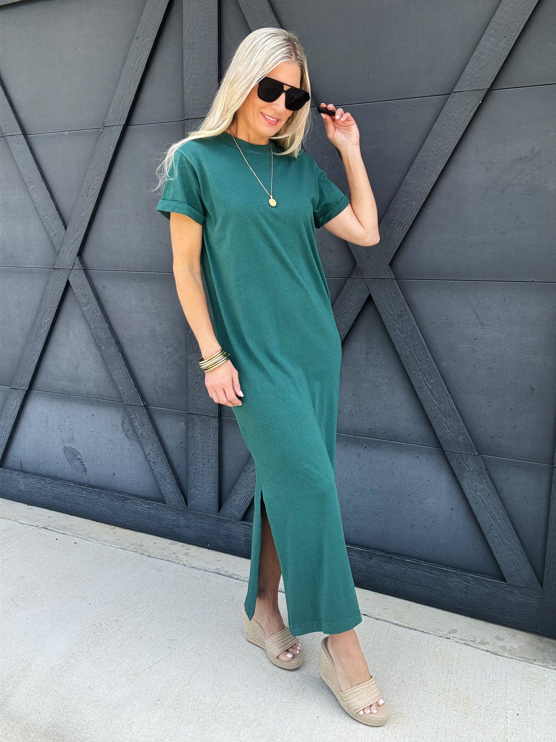 RicherPoorer Relaxed Tee Dress In Rainforest - Infinity Raine