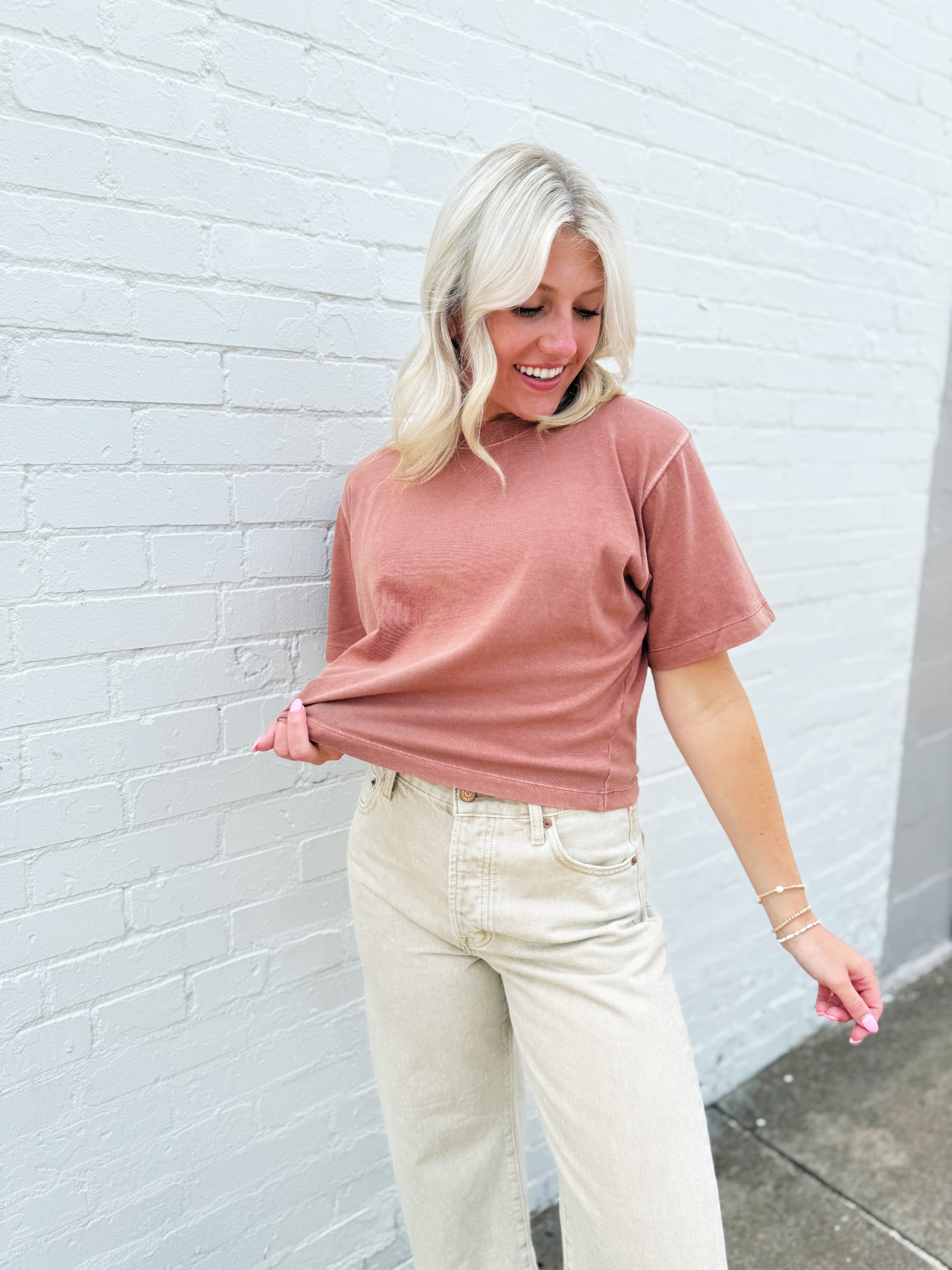 RicherPoorer Relaxed Crop Tee In Russet - Infinity Raine
