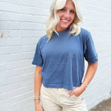 RicherPoorer Relaxed Crop Tee In Vintage Indigo - Infinity Raine