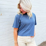 RicherPoorer Relaxed Crop Tee In Vintage Indigo - Infinity Raine