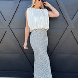 SADIE & SAGE Bottoms - Skirts Luster Sequin Maxi Skirt In Silver