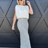SADIE & SAGE Bottoms - Skirts Luster Sequin Maxi Skirt In Silver