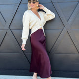 Sage The Label Bottoms - Skirts Deep Trance Bias Midi Skirt In Wine