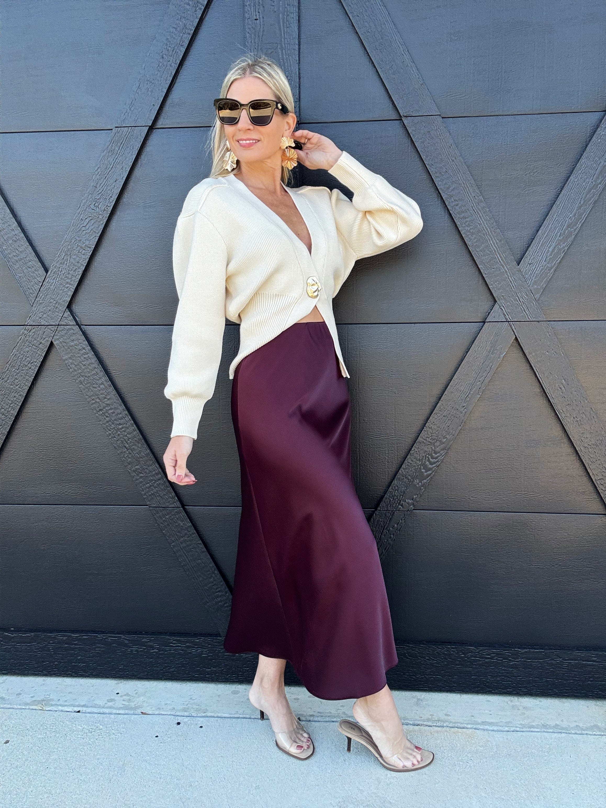 Sage The Label Bottoms - Skirts Deep Trance Bias Midi Skirt In Wine
