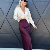 Sage The Label Bottoms - Skirts Deep Trance Bias Midi Skirt In Wine