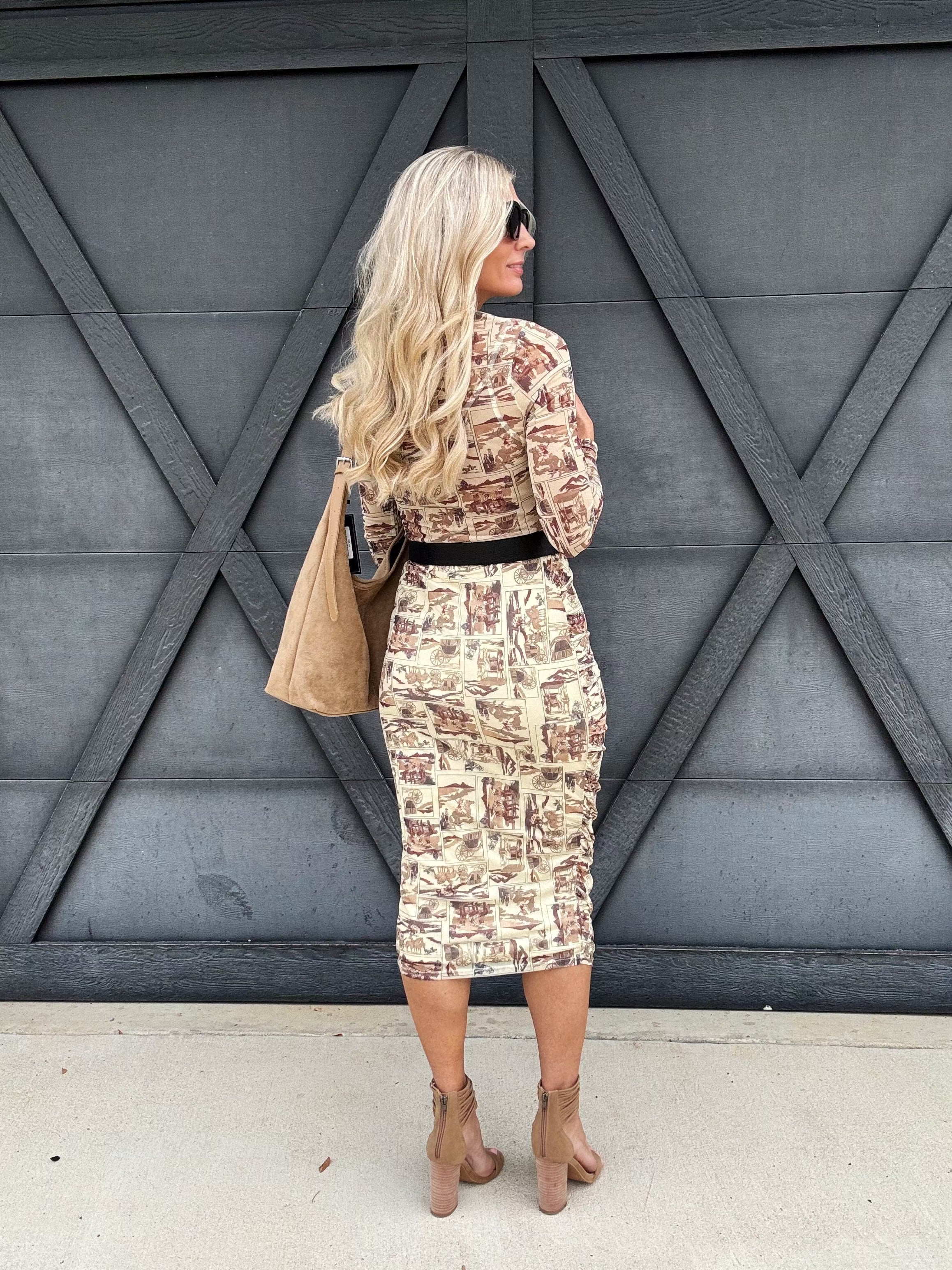 Giddy Up Ruched Mesh Skirt In Brown - Infinity Raine