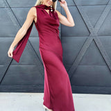 Sage The Label Dresses Cabaret Cowl Neck Scarf Maxi In Wine