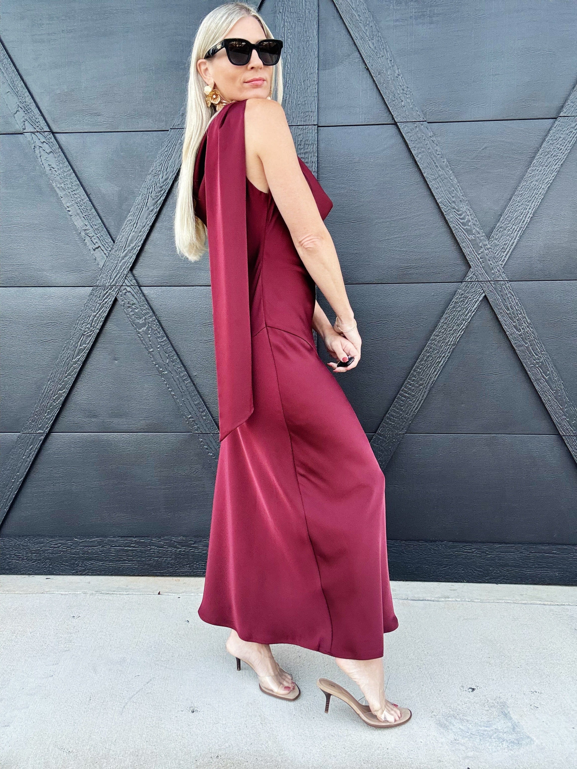 Sage The Label Dresses Cabaret Cowl Neck Scarf Maxi In Wine