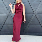 Sage The Label Dresses Cabaret Cowl Neck Scarf Maxi In Wine