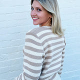 Sage The Label Tops - Sweaters Daphne Stripe Cardigan In Camel Cream