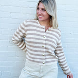 Sage The Label Tops - Sweaters Daphne Stripe Cardigan In Camel Cream