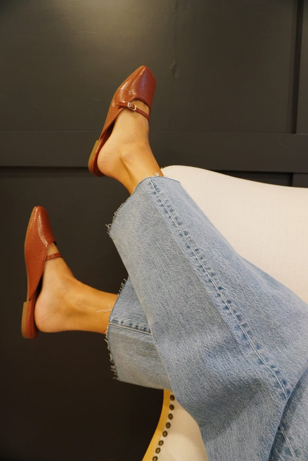 Shu Shop Athena Mules In Brown Lizard - Infinity Raine