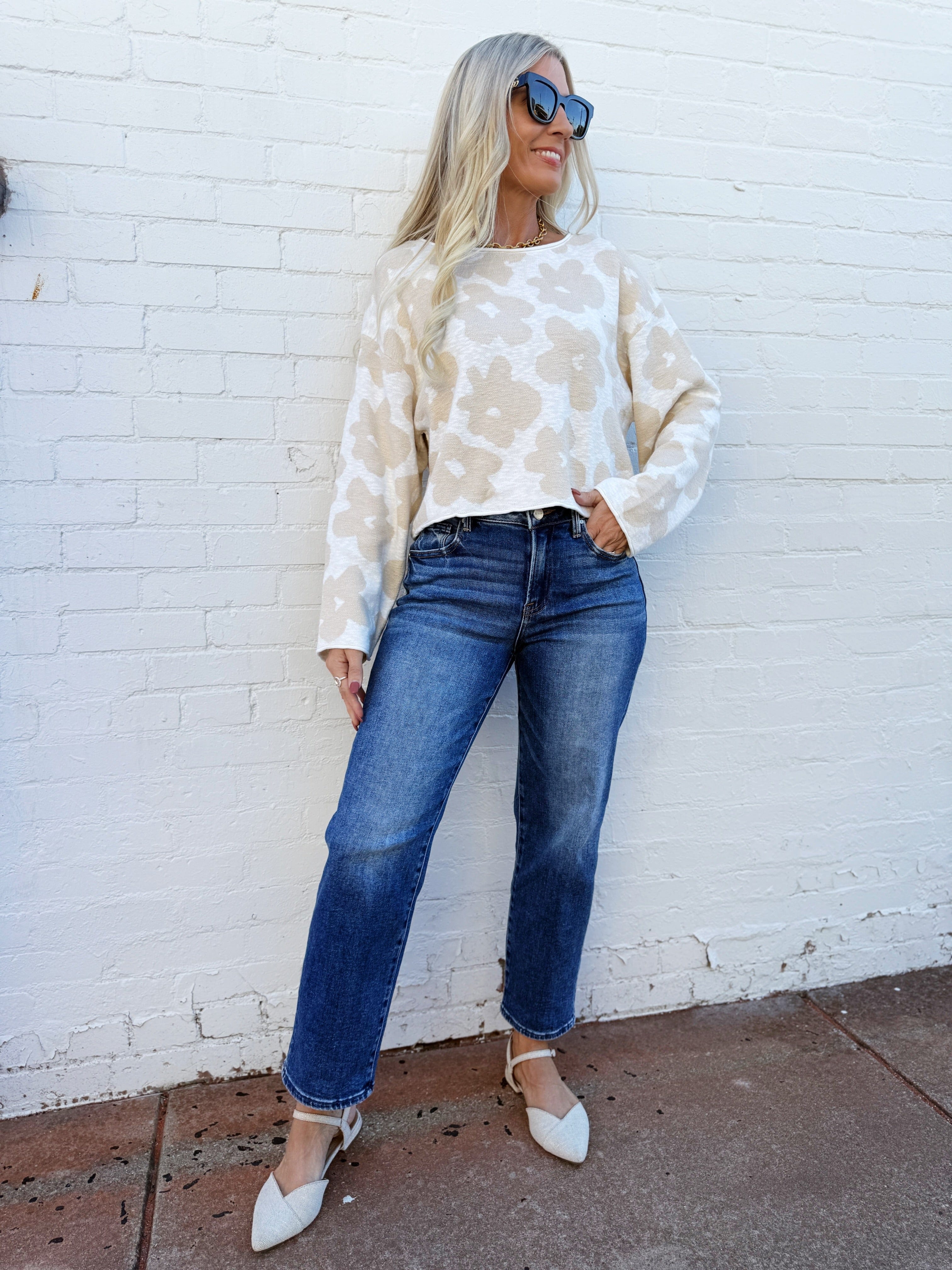 So Me Tops - Sweaters Daisy Sweater Top In Oatmeal