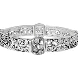 Fashion Rhinestone Filigree Stretch Bracelet In Silver - Infinity Raine