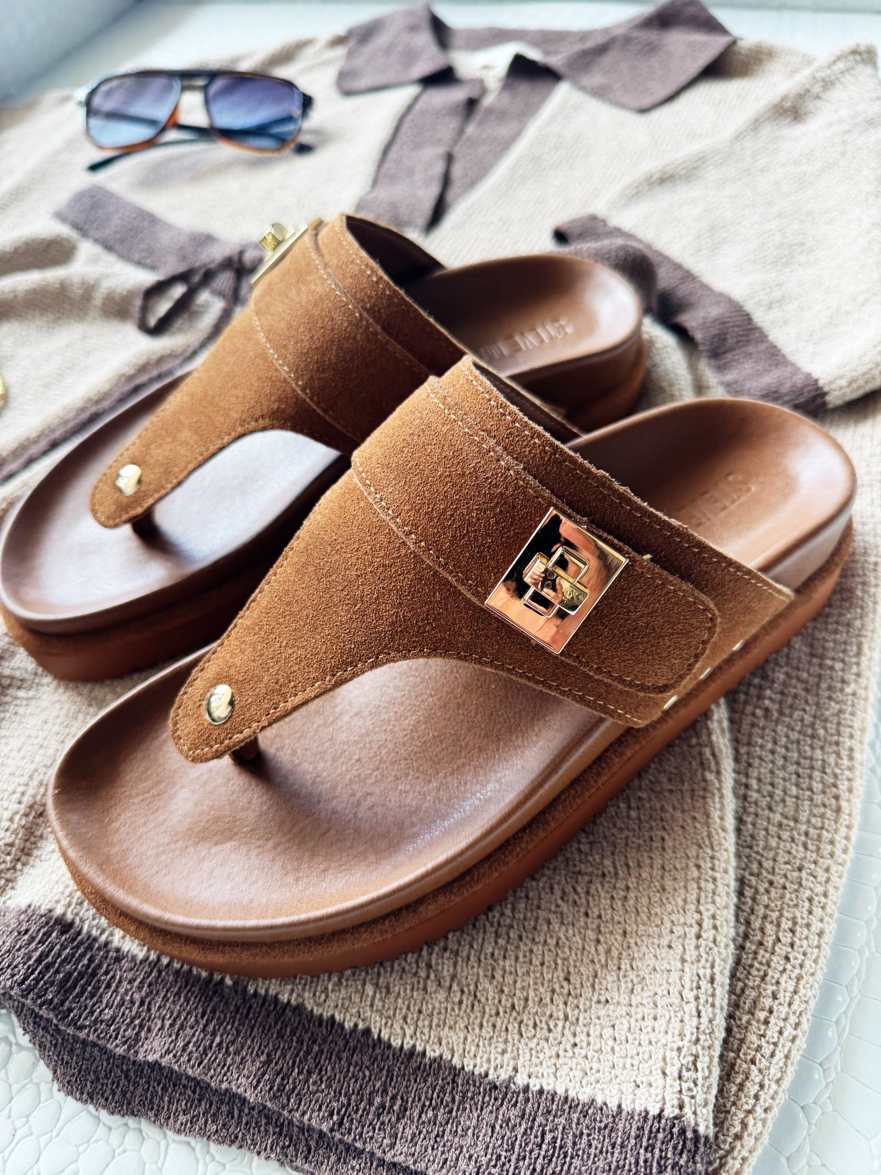 Steve Madden Suede Thona Sandal In Chestnut - Infinity Raine